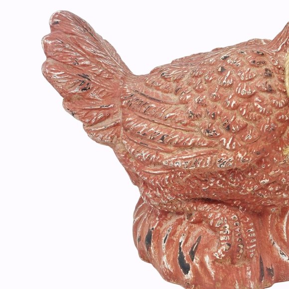 Figurine Chicken Rooster Red Distressed Ceramic Farmhouse Vintage Decor 8" Tall - Picture 3 of 9